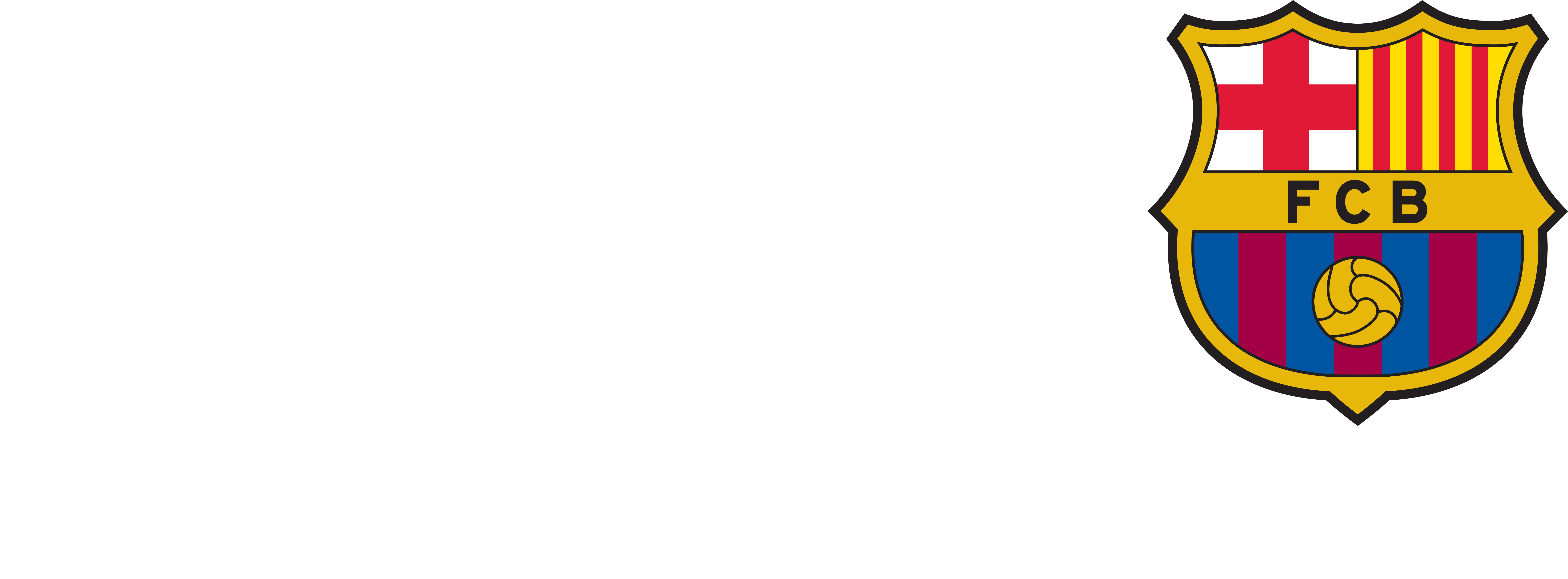 Midea logo on the left, vertical line in the center, and FC Barcelona club crest on the right. Text below reads Main Partner of FC Barcelona.